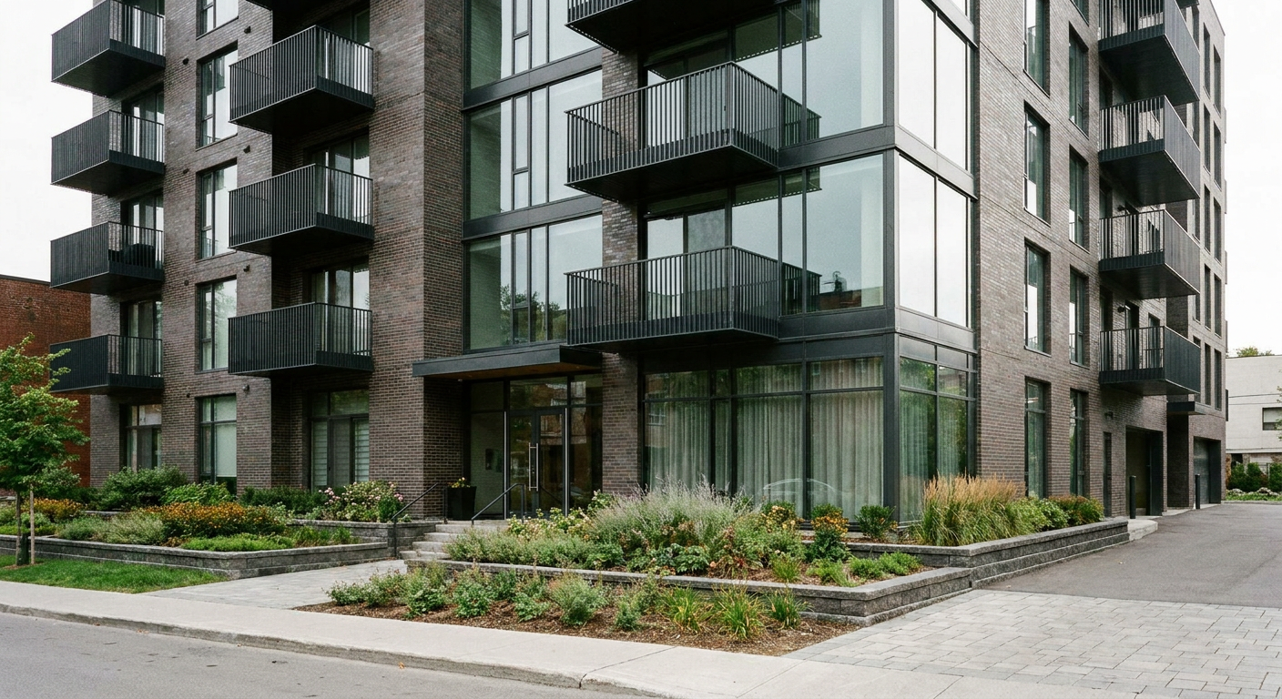 Immeuble en copropriété moderne géré par F. Dupras à Montréal